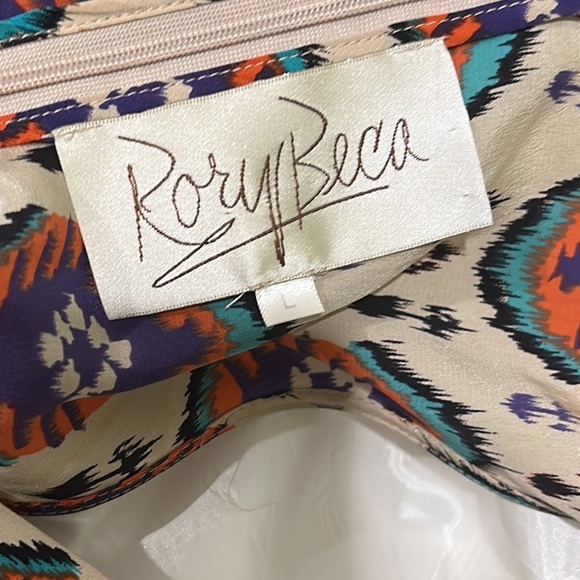 Rory Beca Silk Tribal Aztec Printed Wrap Front Draped Romper - L - Picture 10 of 12